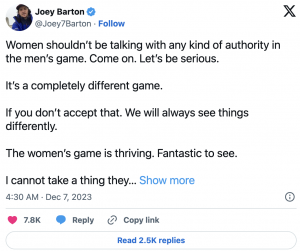Isa Guha replies to footballer Joey Barton's sexist remark  